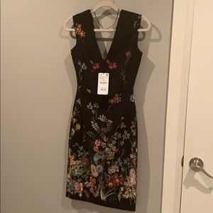 Zara floral black dress